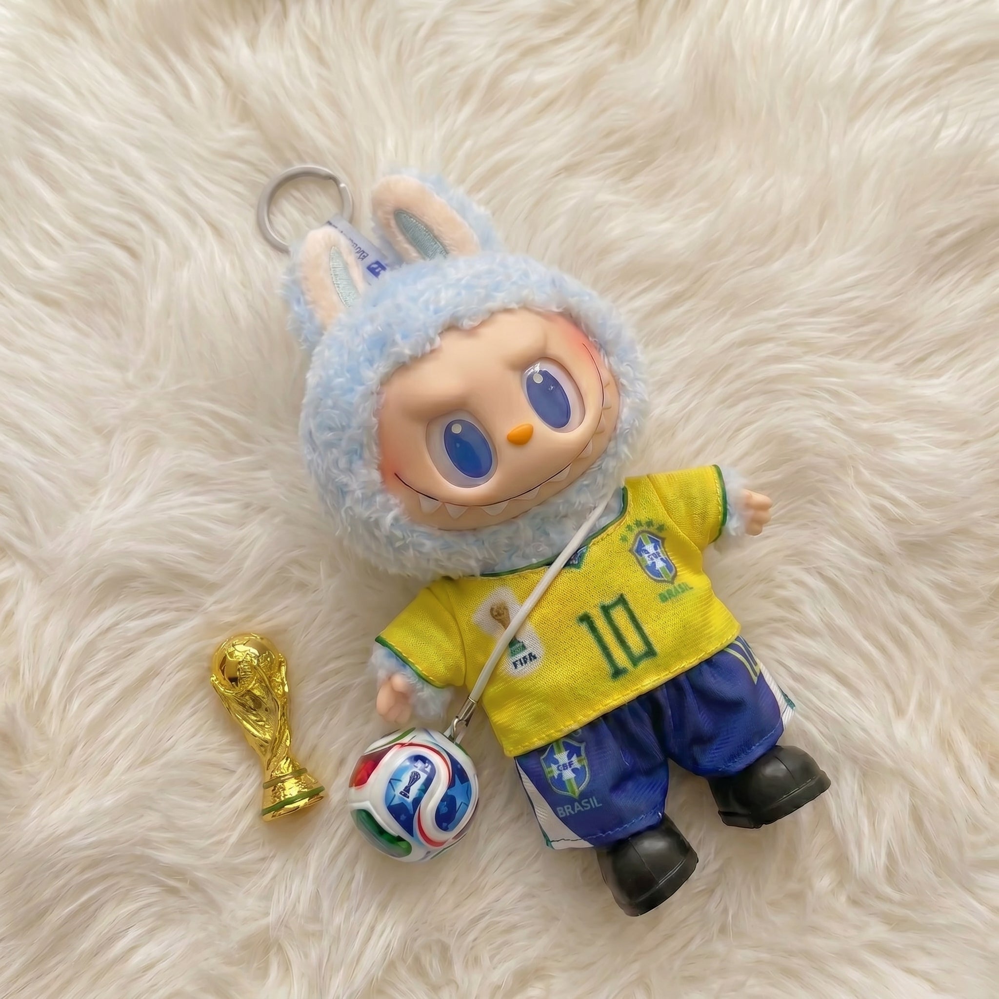 Handmade Labubu Doll Clothes World Cup 2026 Partners - Brazil No. 10