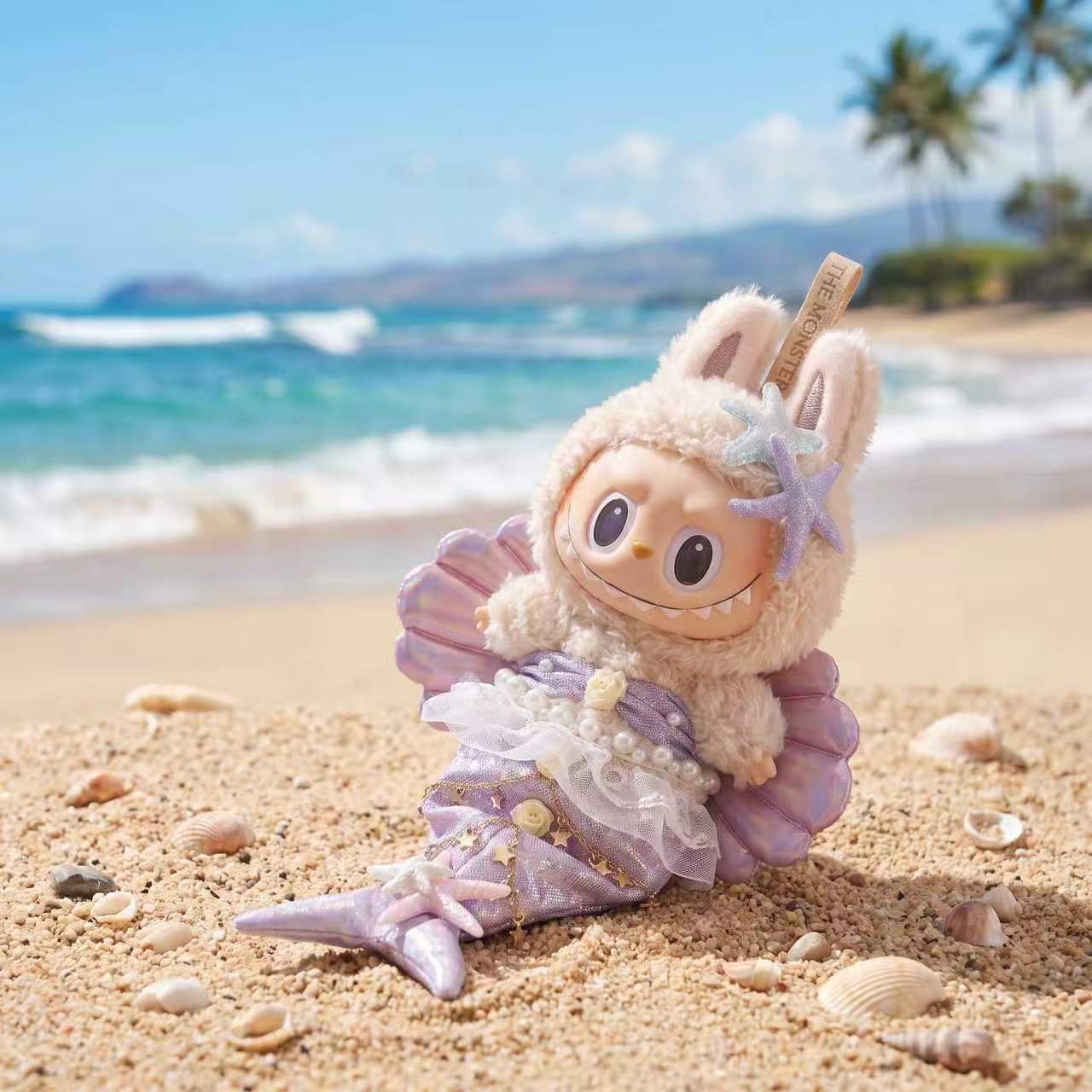 Handmade Labubu Doll Clothes Summer Beach - The Little Mermaid Violet