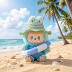 Handmade Labubu Doll Clothes Summer Beach - Blue Sun Hat
