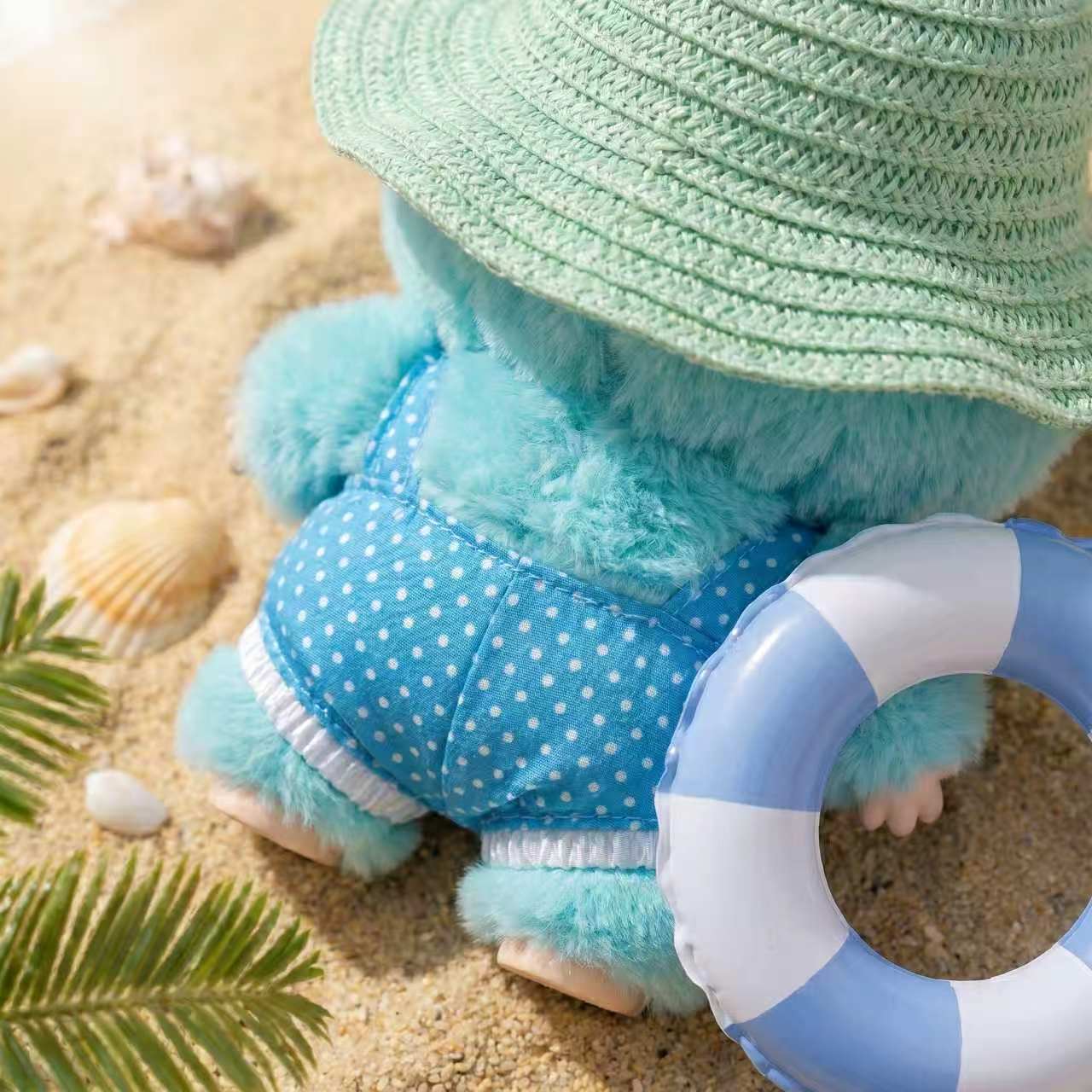Handmade Labubu Doll Clothes Summer Beach - Blue Sun Hat