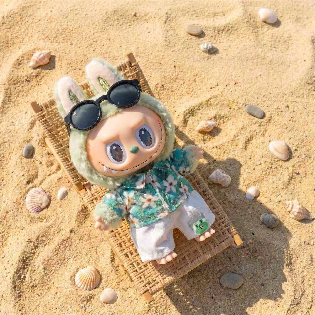 Handmade Labubu Doll Clothes Summer Beach - Hawaiian