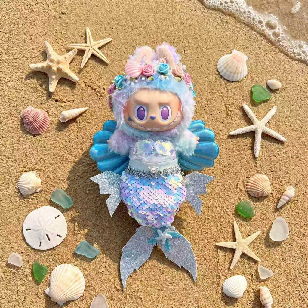 Handmade Labubu Doll Clothes Summer Beach - Mermaid Heart of the Ocean