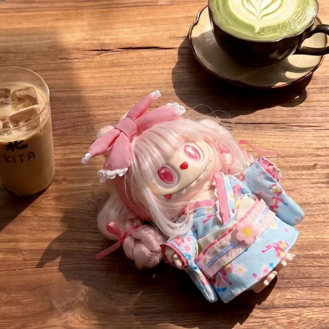 Handmade Labubu Doll Clothes Vintage Barbershop - Sakura Girl