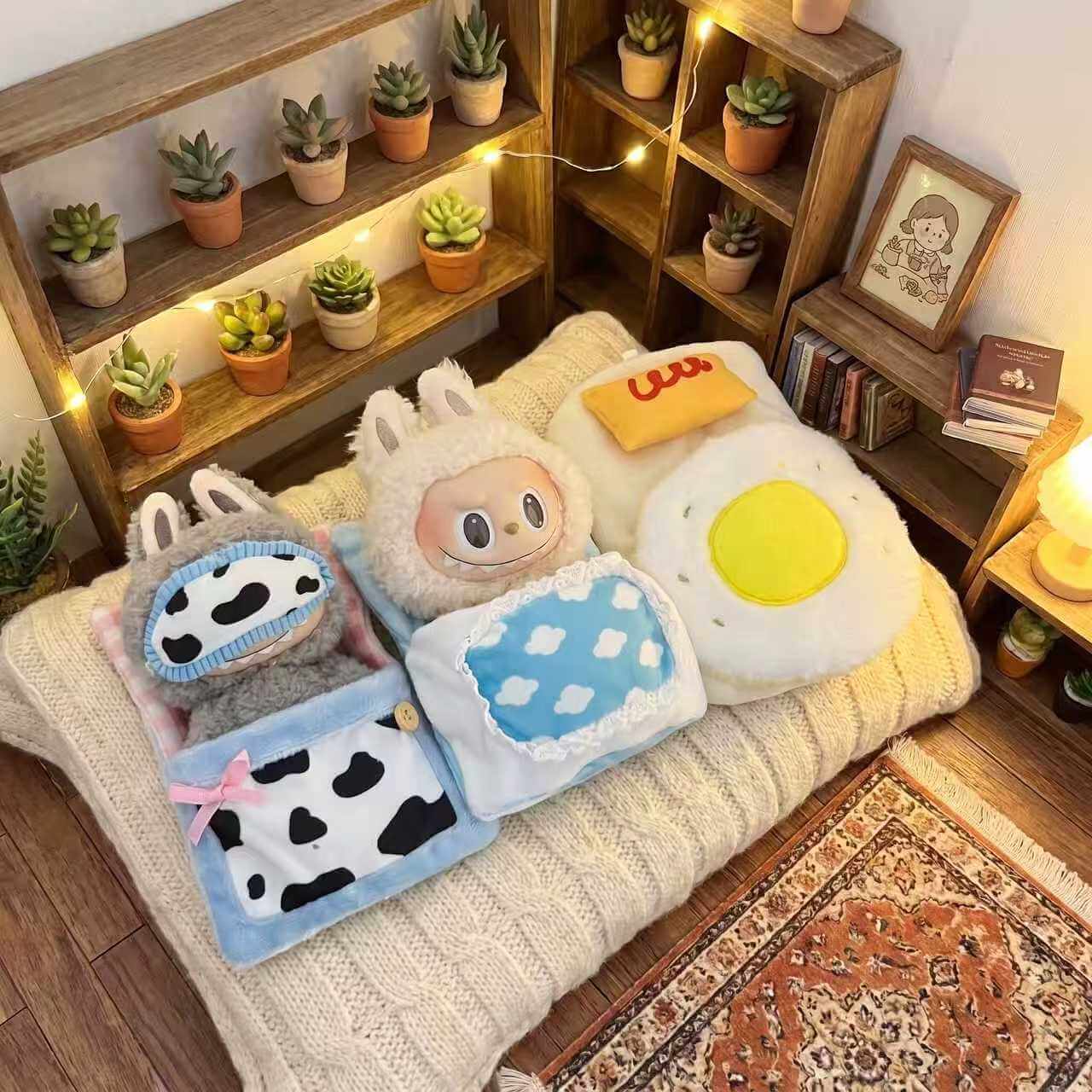 Handmade Labubu Doll Clothes Pajama Party - Cute Sleeping Bag Set