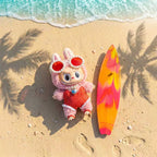Handmade Labubu Doll Clothes Summer Beach - Red Surfboard