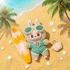 Handmade Labubu Doll Clothes Summer Beach - Green Surfboard
