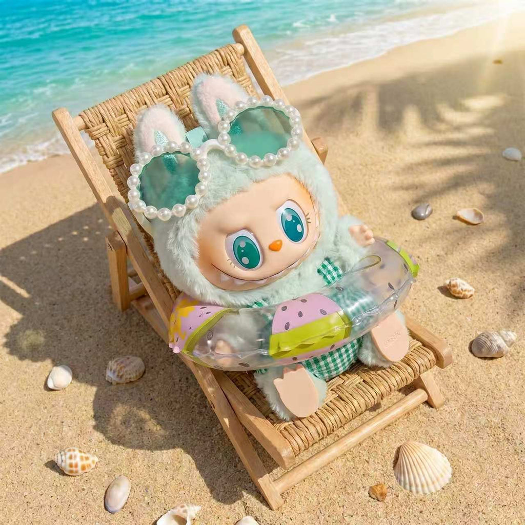 Handmade Labubu Doll Clothes Summer Beach - Green Sunglasses