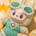 Handmade Labubu Doll Clothes Summer Beach - Green Surfboard